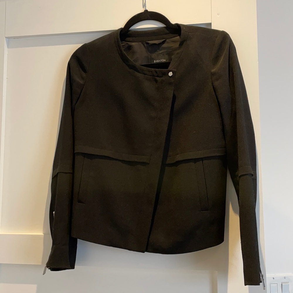 Babaton black moto blazer size 2